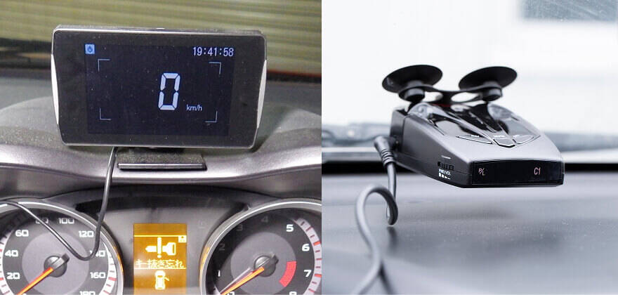 セパレートタイプレーダー探知機の取り付け後イメージ